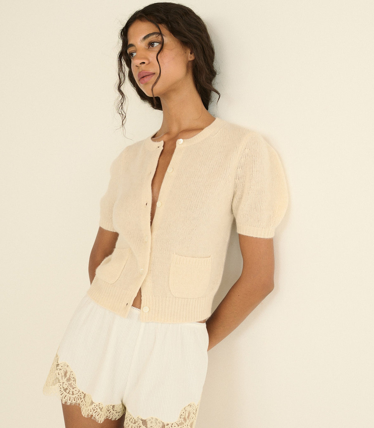 ALESIA CASHMERE CARDIGAN -- DOGWOOD