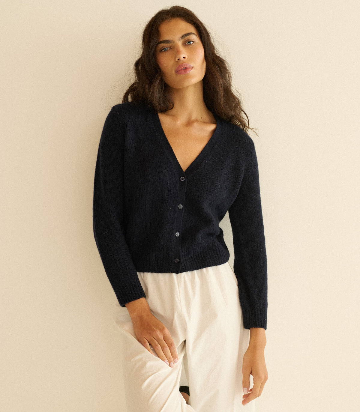 CAMERON CASHMERE CARDIGAN -- NAVY
