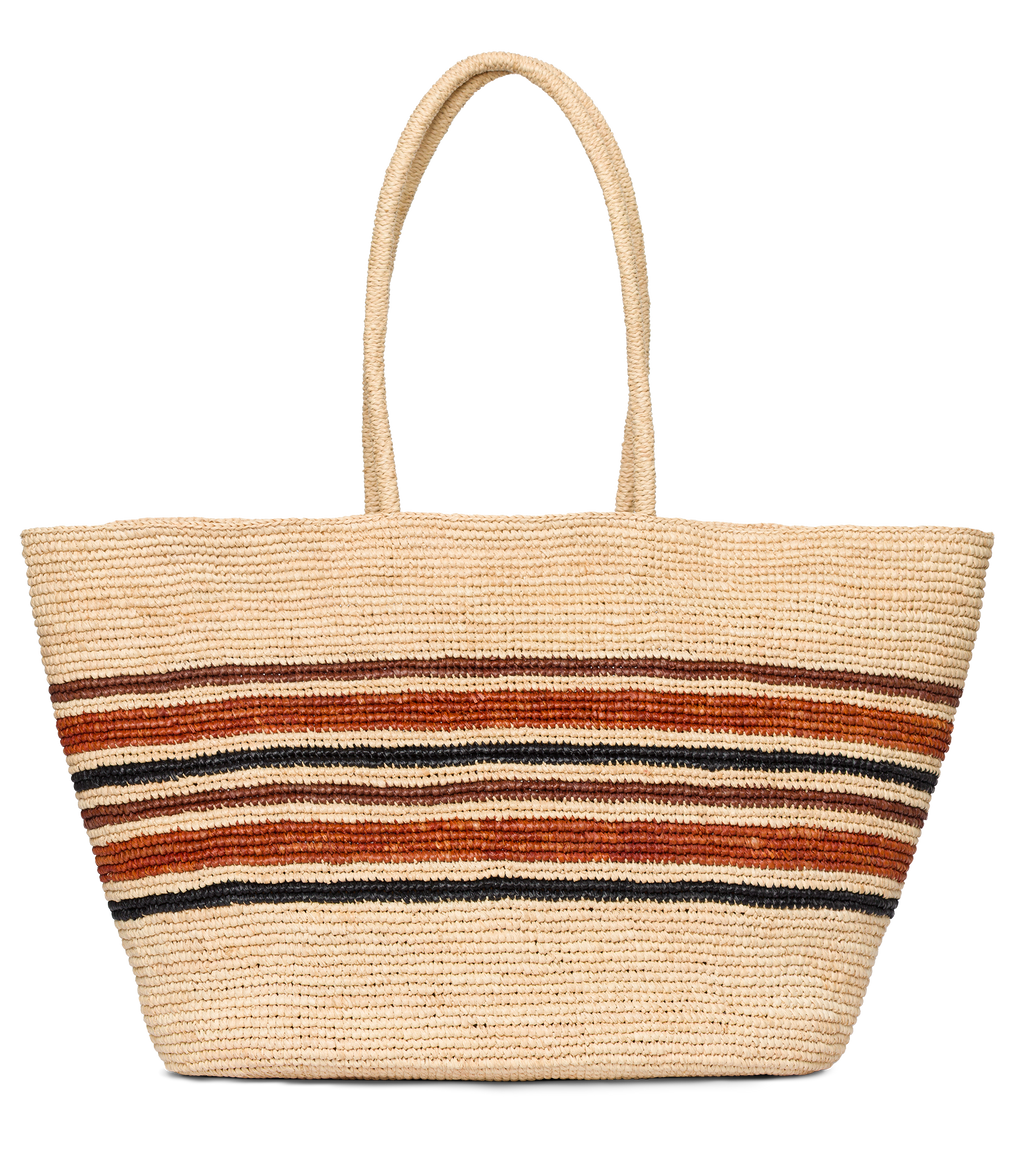 GRANDE HARBOUR TOTE -- NATURAL STRIPED RAFFIA