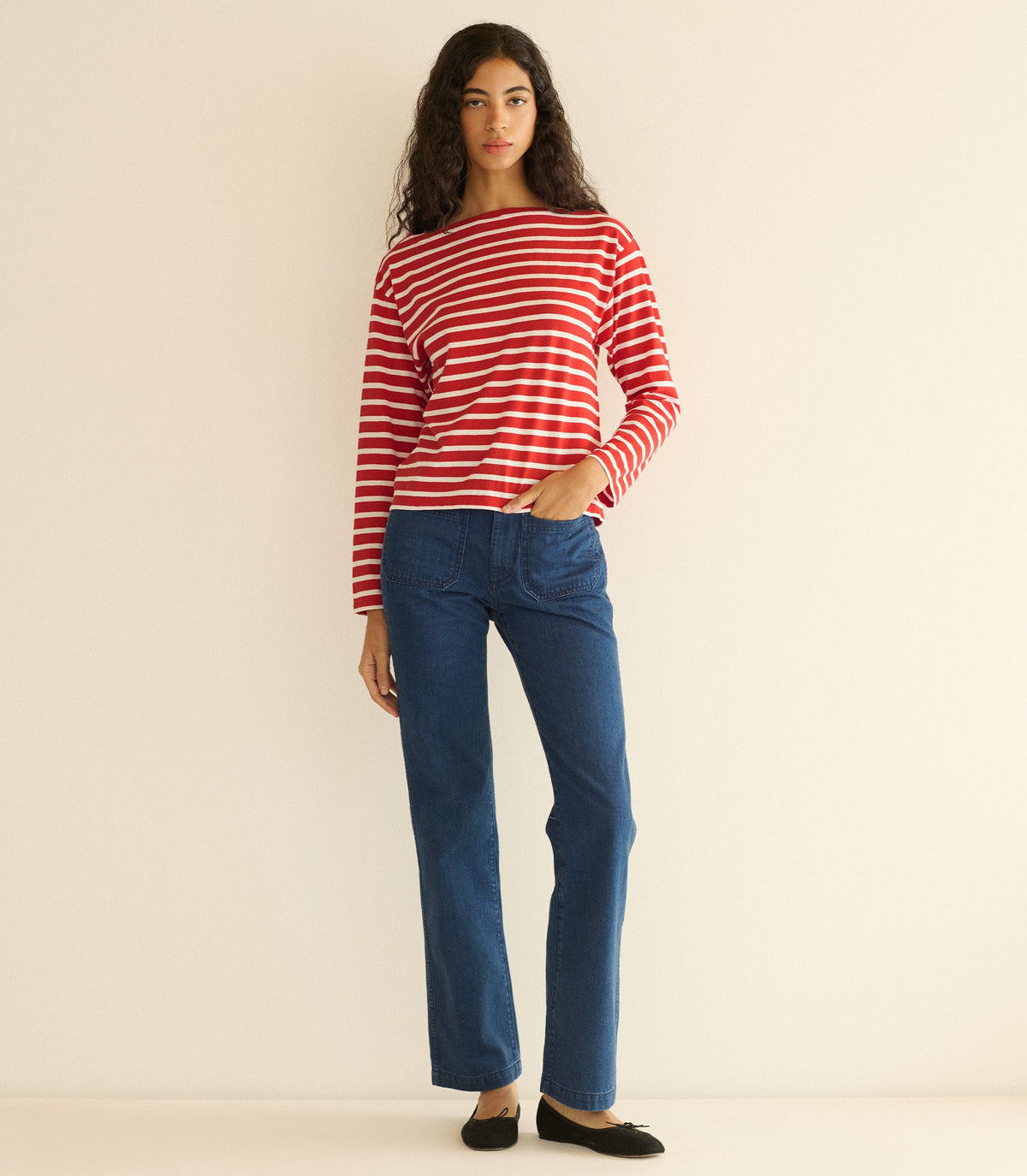 IRENE TEE -- ROUGE BRETON STRIPE