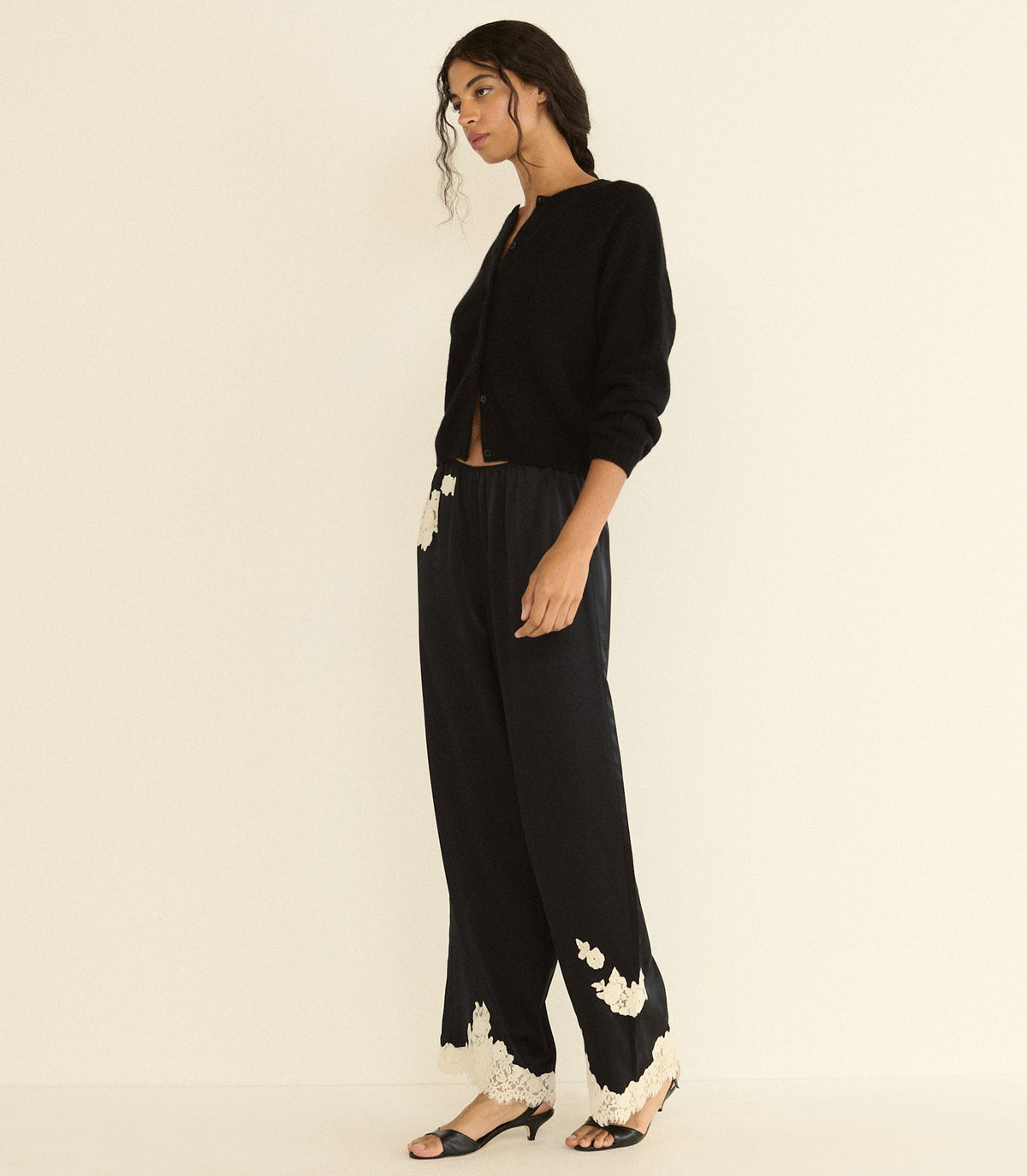 LAVON PANT -- BLACK WITH CANDLELIGHT LACE