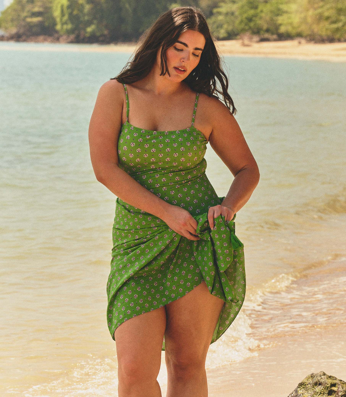 MARBELLA MAILLOT -- VERT CADIZ FOULARD