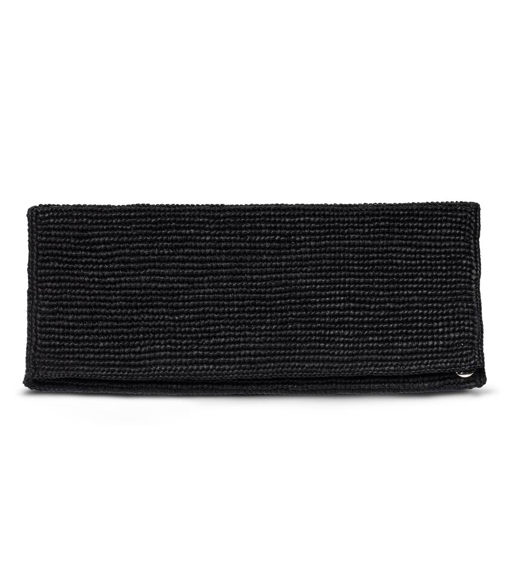 MURIEL CLUTCH -- BLACK RAFFIA