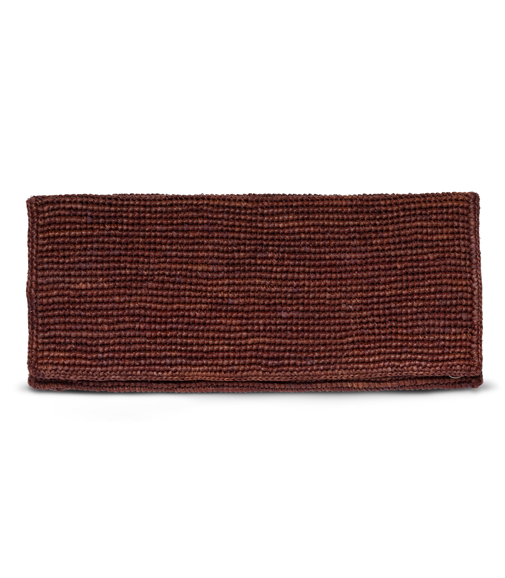 MURIEL CLUTCH -- MARRON RAFFIA