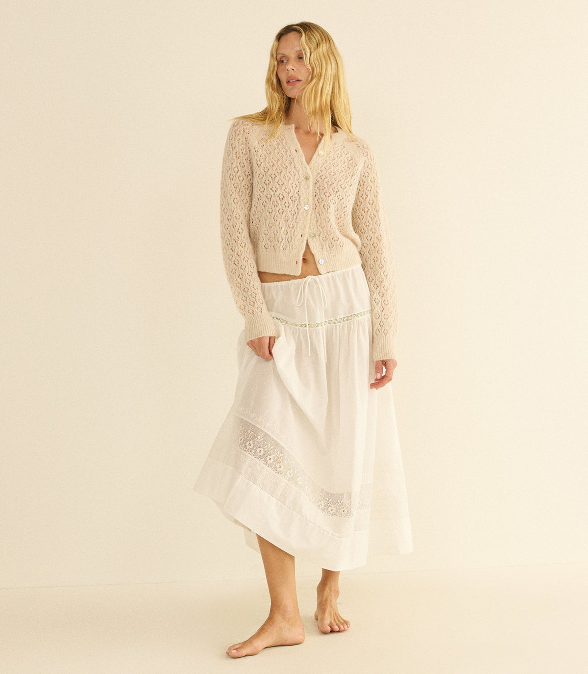 PETRA POINTELLE CARDIGAN -- HEATHER DOGWOOD