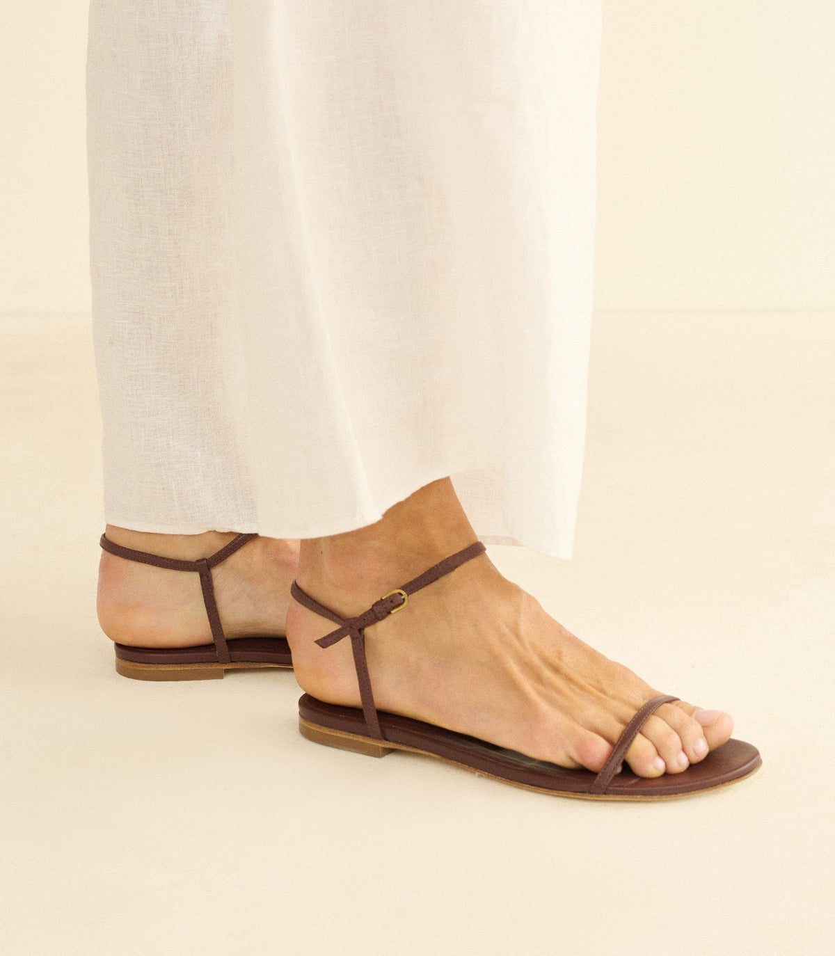 SARTENE SANDAL -- DARK CHOCOLATE NAPPA